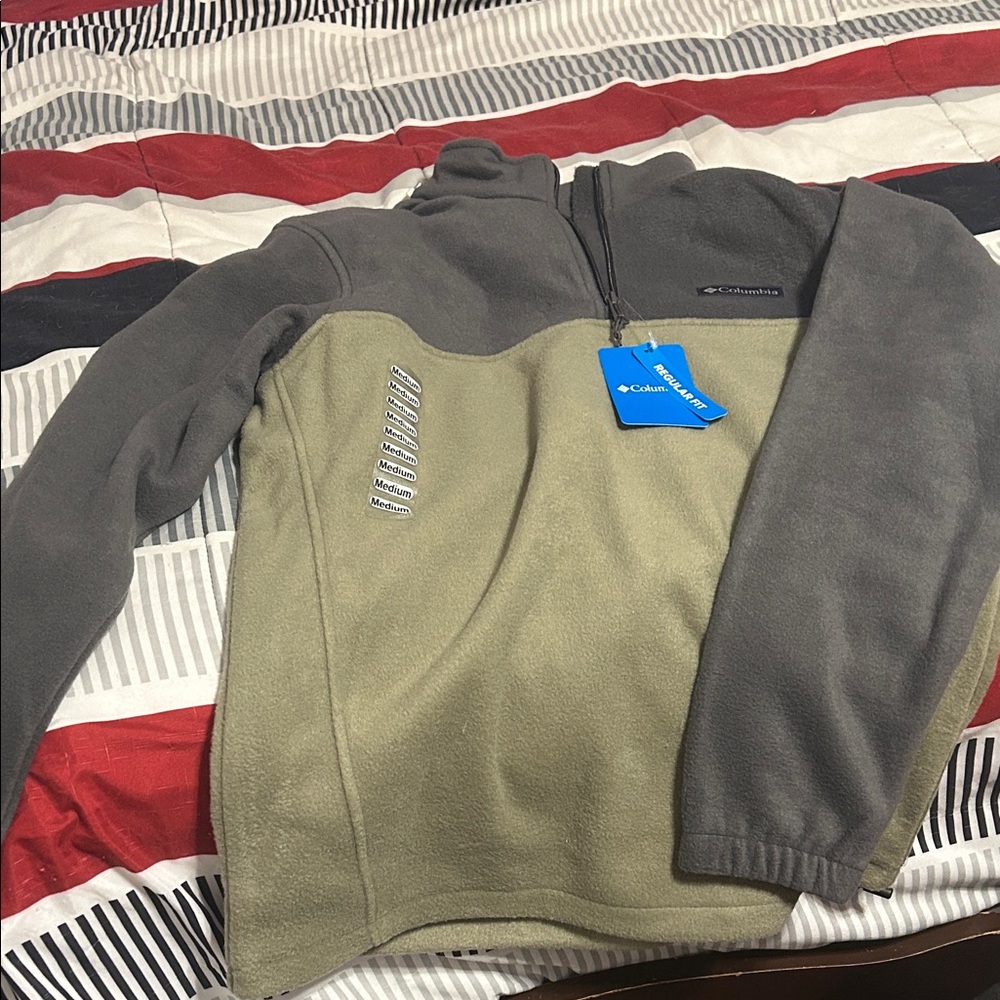 Columbia Men's Zip-Up Fleece Sweater - Gray and Olive